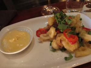 Calamari with basil salt and sriracha aioli