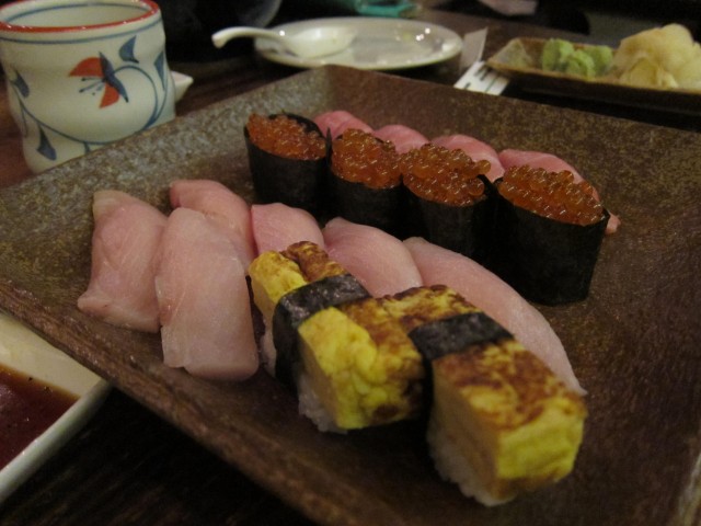 Hamachi, ikura, tamago, toro