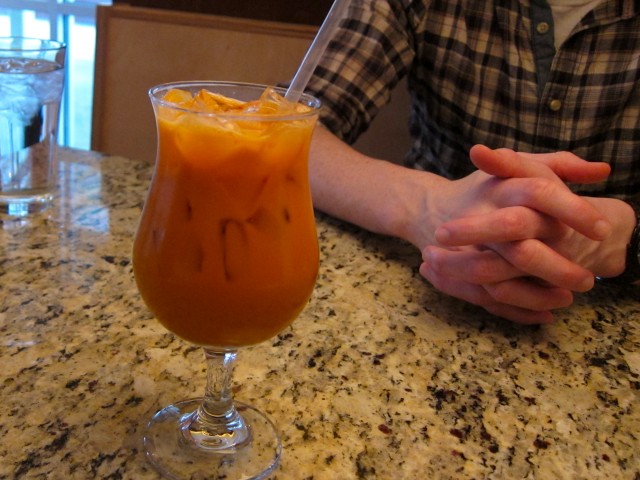 Thai iced tea at Garlic Thai