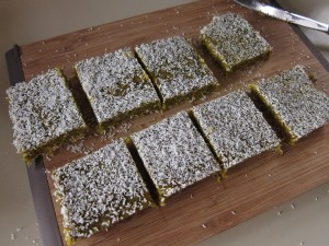 Cut orange pistachio bars