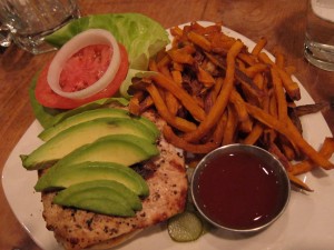 Turkey burger and sweet potato fries