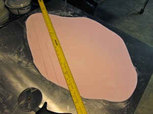 Cutting light pink strips