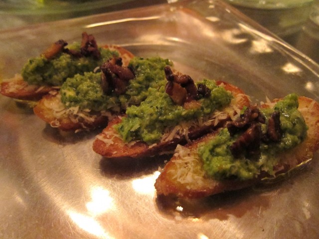 Fava bean crostini at Serious Pie