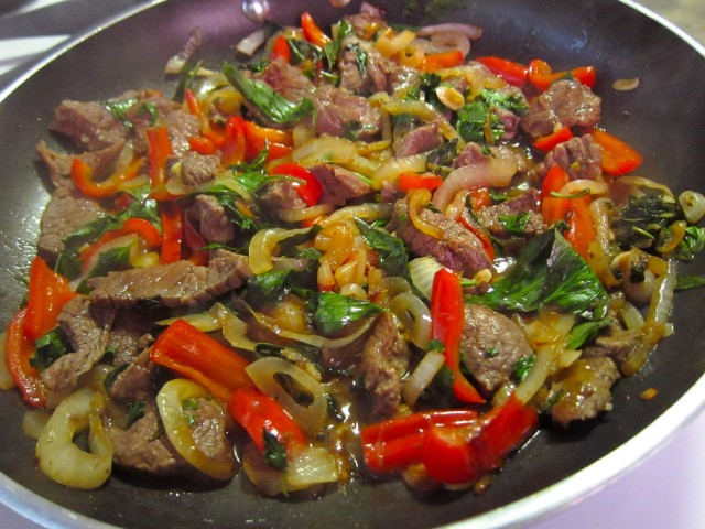 Finished thai basil beef