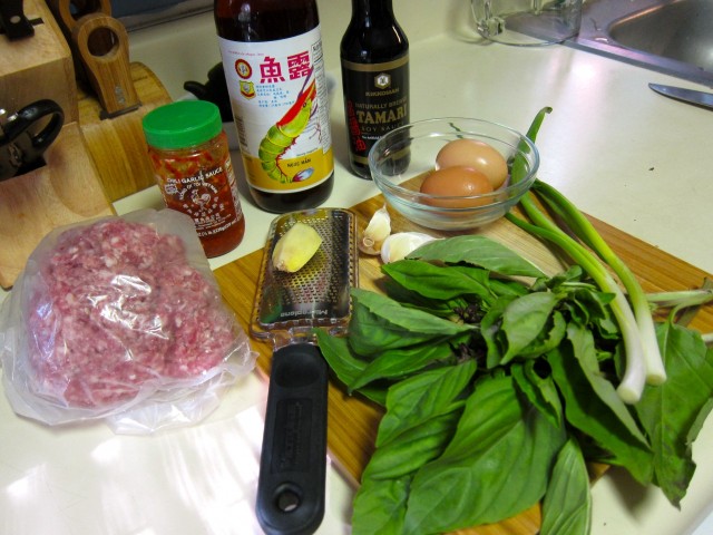ingredients for pork with thai basil