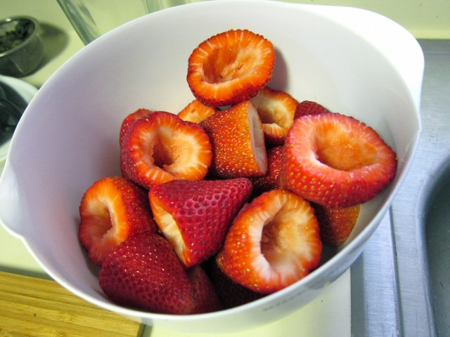 Cored strawberries