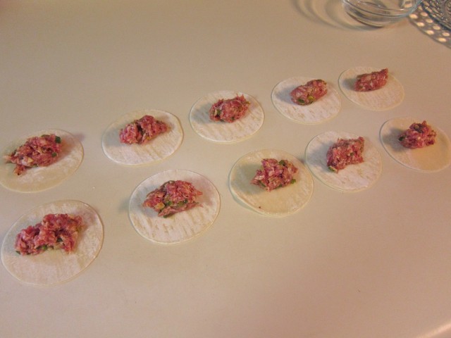 Pork in potsticker wraps