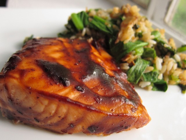 Salmon in black bean sauce