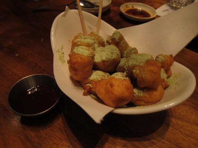 Donuts with green tea powder