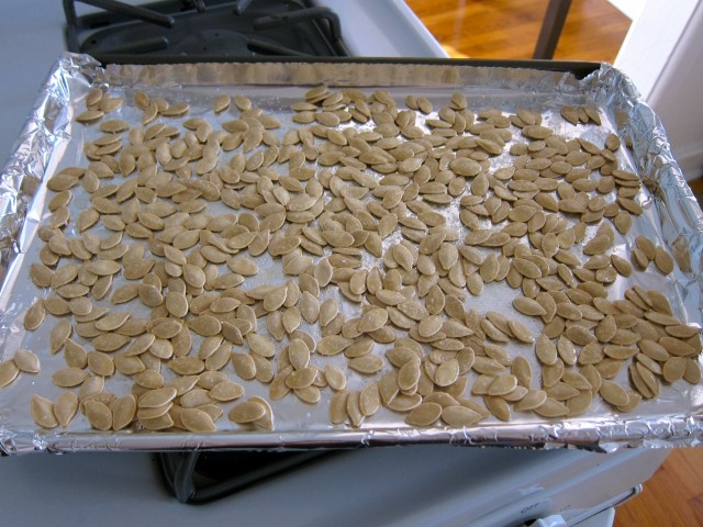 seeds on baking sheet
