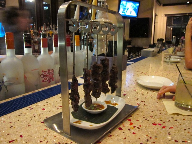 Beef skewers appetizer