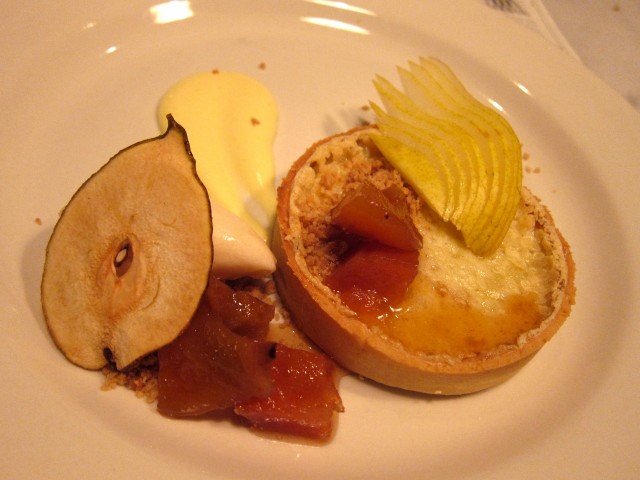 Buttermilk tart with roasted pears