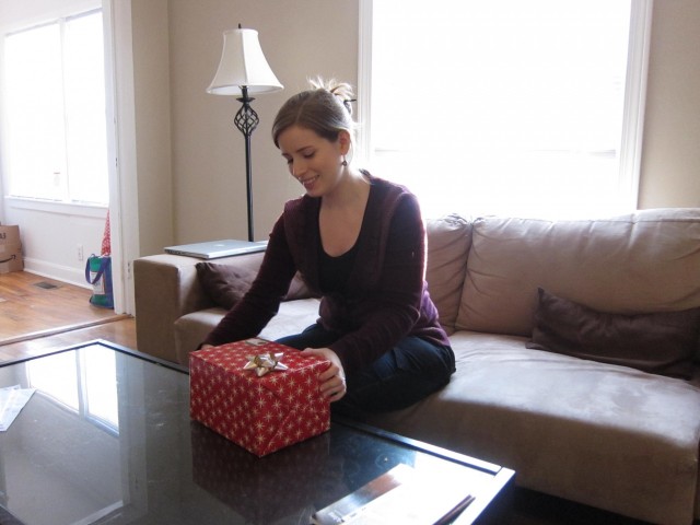 Me about to open present from Jeff