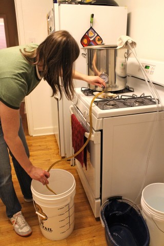 Draining the cooled wort