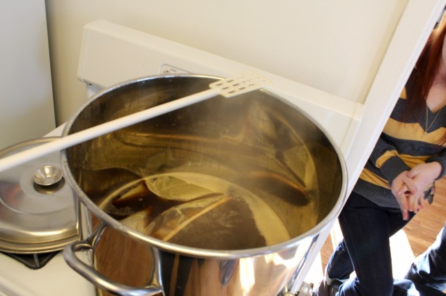 Steeping the grain in a mini mash