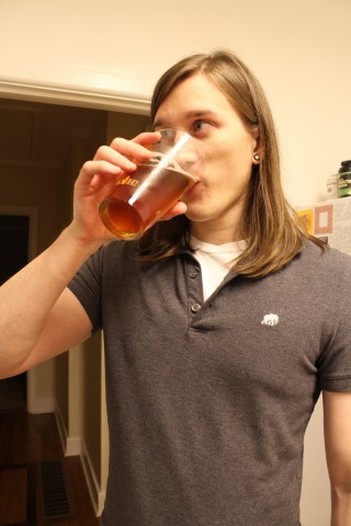 Jeff trying our pale ale 2 weeks later