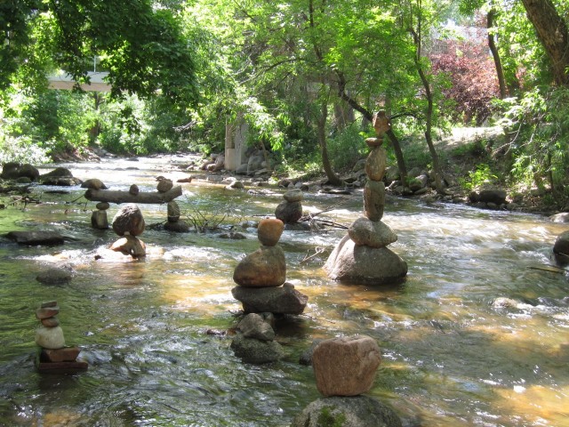 Stacked rocks in creek